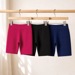 Kit 3 Shorts Ciclista Infantil Menina Cotton liso e Estampado 1 ao 14 Anos