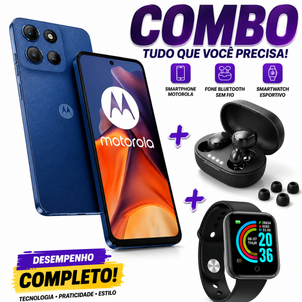 Fone de Ouvido Celular M0T0 G15 256GB 12GB RAM 5200Mah DUAl SIM + Relógio Smartwatch