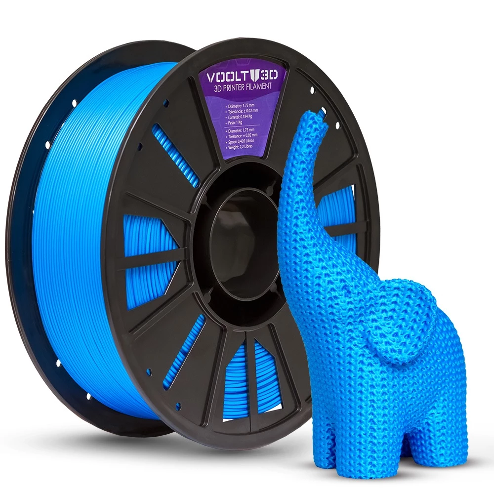 Filamento PLA Azul Sólido Premium 1Kg 1,75mm - Para Impressora 3D FDM - Voolt3D Oficial
