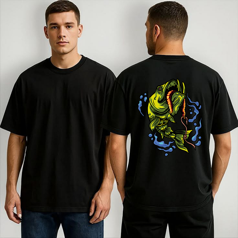 Camiseta Masculina Algodão Estampa Pesca Pescador Pesca Esportiva Confortável
