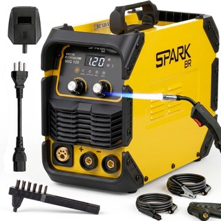 Máquina de Solda Profissional Inversora 120A MIG MMA TIG Lift 3 em 1 Bivolt Sem Gás Spark BR AMG-W02