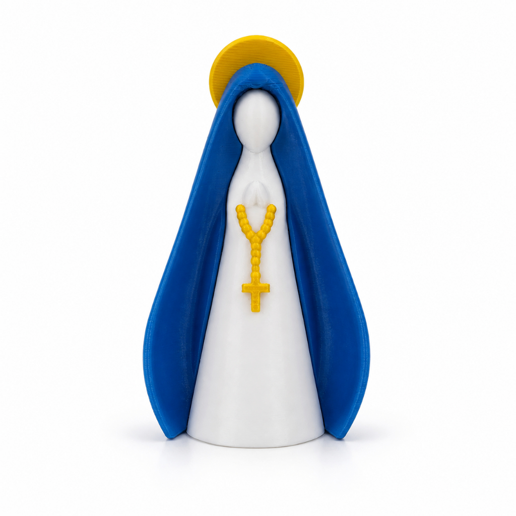 Imagem Nossa Senhora 7,5cm ou 10cm Manto Azul Escultura Religiosa Decorativa Impressão 3D PLA Presente