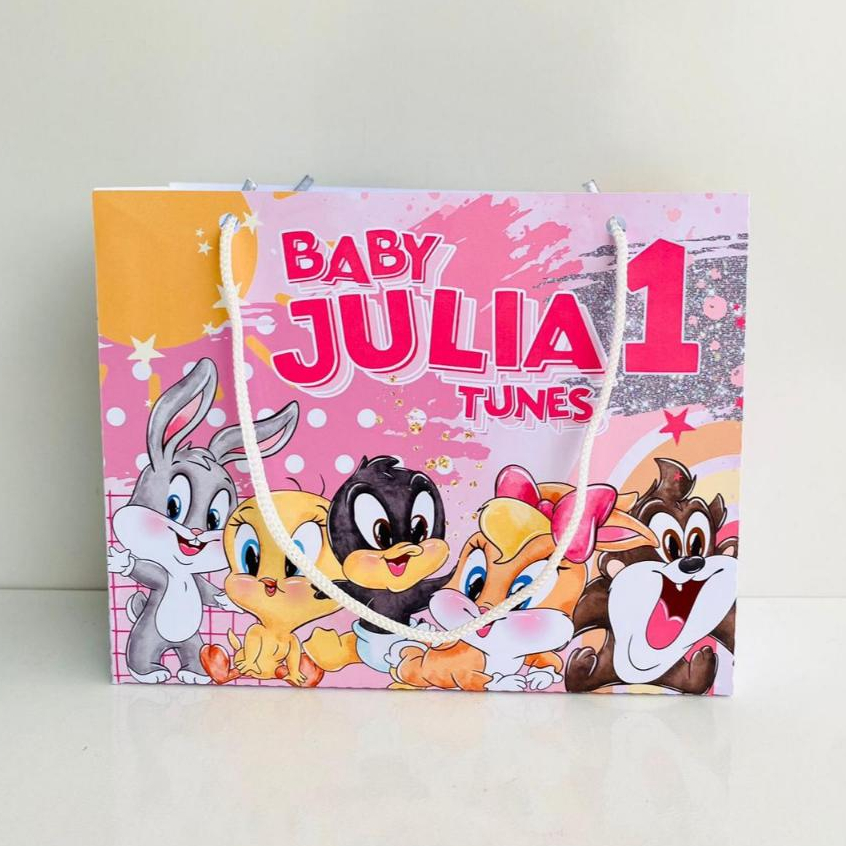 Kit Sacolinha Personalizada Baby Looney Tunes Menina | Sacolinha Surpresa | Lembrancinha | Aniversário Looney Tunes