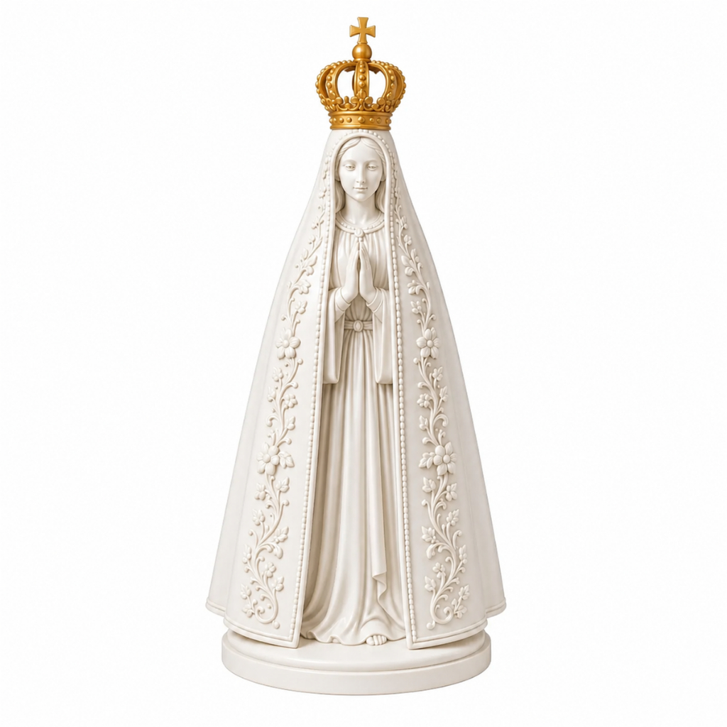 Imagem Nossa Senhora Aparecida varios tamanhos em PLA Branca com Coroa Dourada Estátua Religiosa para Altar e Presente