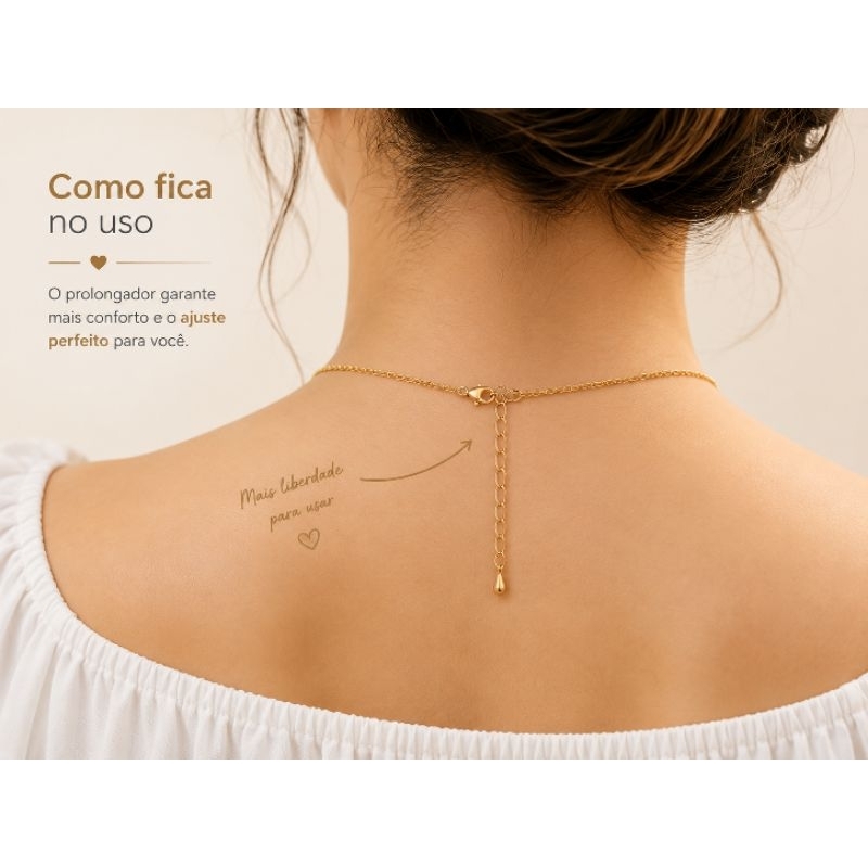 Prolongador Extensor de Colar e Pulseira 10cm ou 15cm Dourado ou Prata — imagem 2 de 2