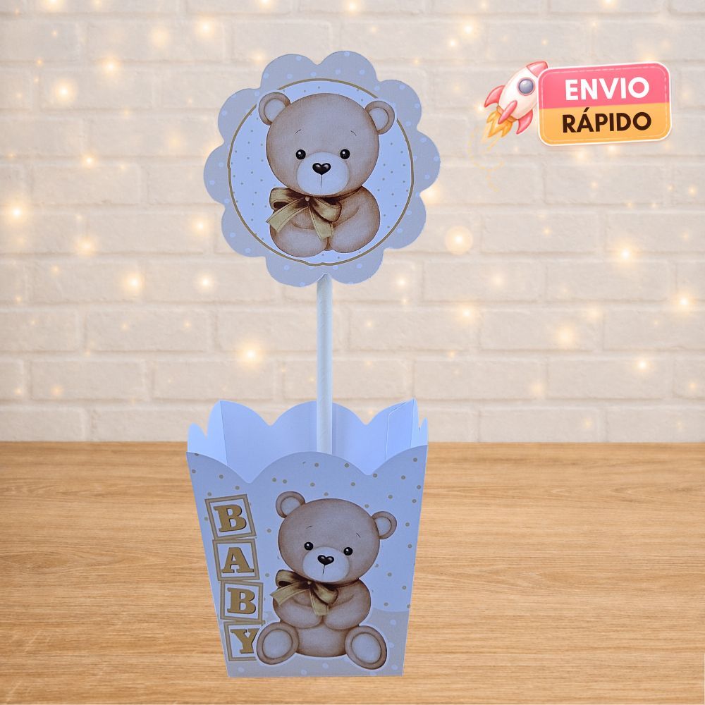 10 a 30 Centro de mesa Chá revelação neutro/bebê ursinho bege -pegue e monte - pronta entrega -lembrancinhas - festas