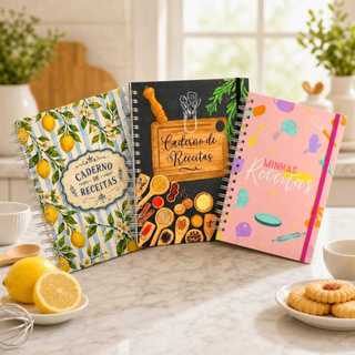 Caderno de Receitas Personalizado Livro de Receitas Capa Dura Índice 100 Receitas Dicas Presente