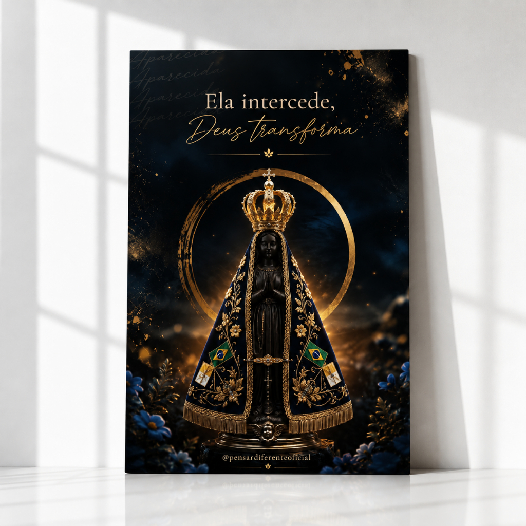 Quadro Decorativo Peça Única Religioso Nossa Senhora Aparecida Frase Decoração Católica