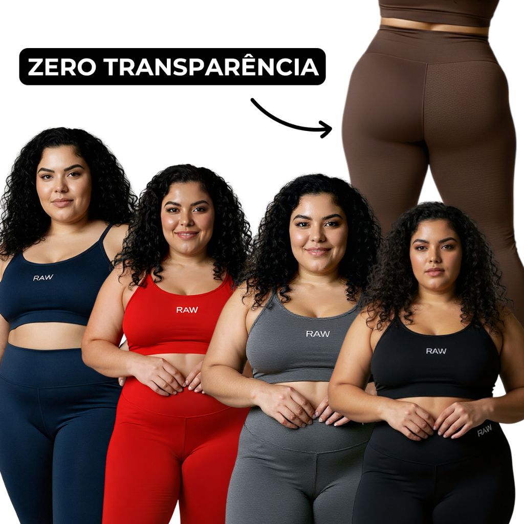 Conjunto Academia Plus Size Top e Calça Legging Fitness Zero Transparência