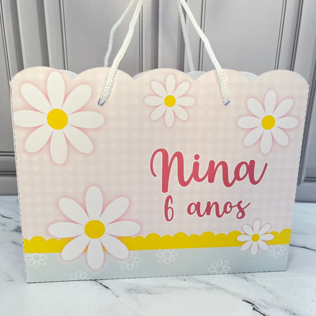 Sacolinhas Personalizadas MARGARIDAS | Lembrancinhas de Aniversário | Festa Infantil