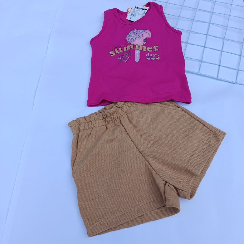Conjunto Infantil Feminino Menina Blusa Estampada e Bermuda Verão
