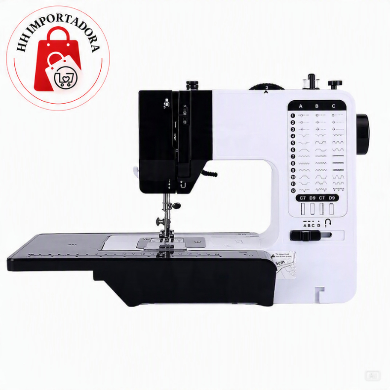 Máquina de Costura Multifuncional 38 Pontos Bivolt 110V 220V Com Extensor e Diversas Funções