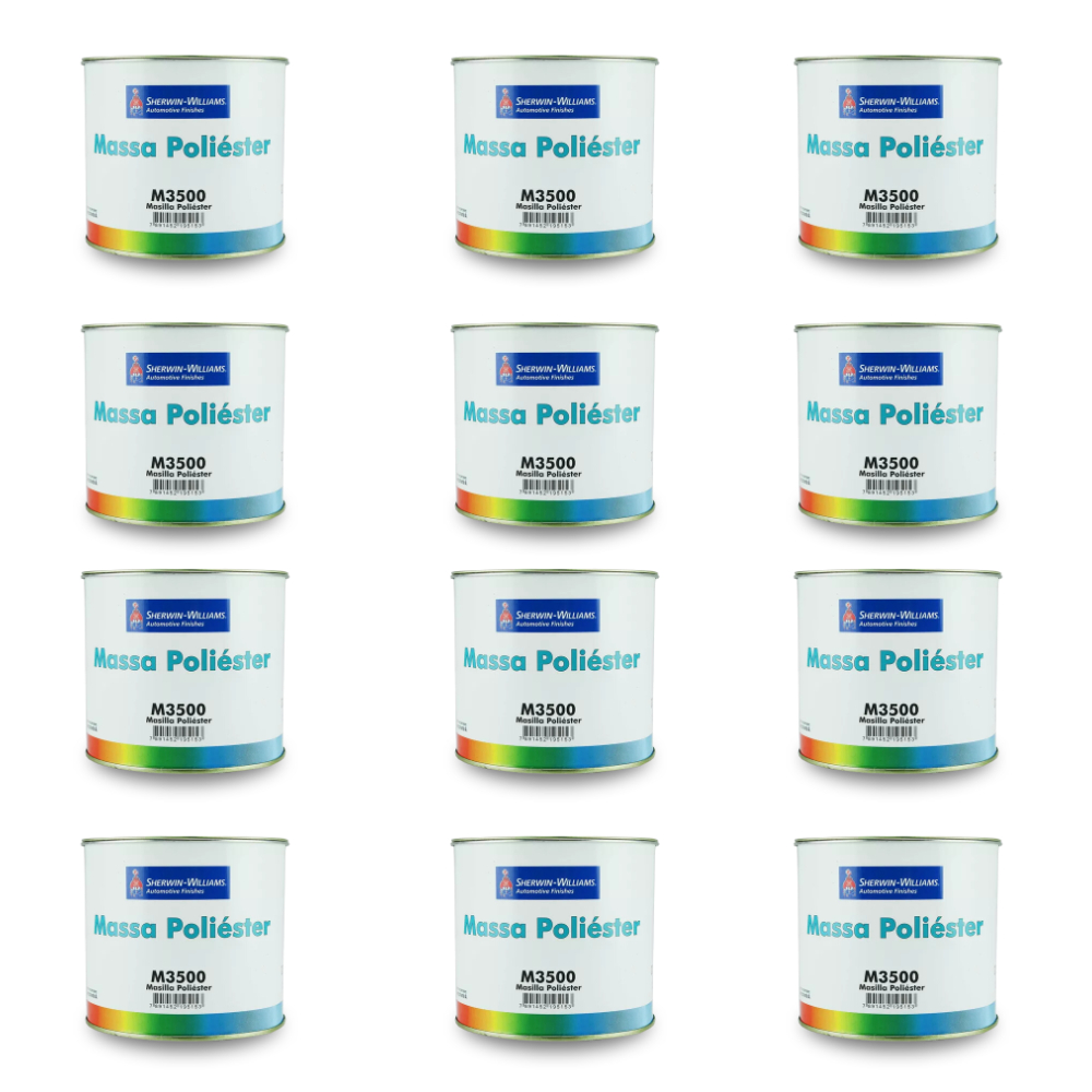 Kit 12 Massa Poliéster 750ml Sherwin Williams Reparação Preenchimento Nivelamento Fácil Lixamento