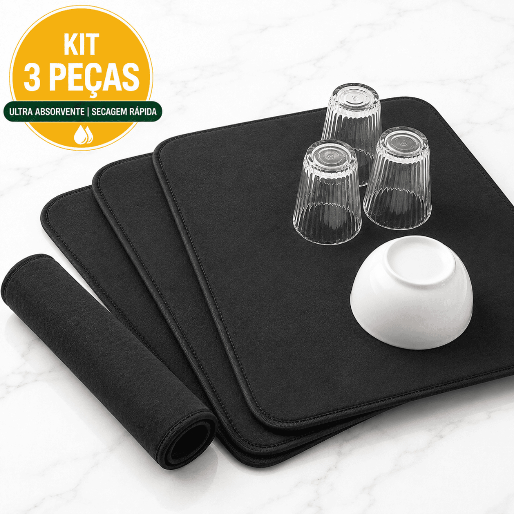 Kit 3 Peças Tapete Escorredor De Louça Antiderrapante Para Pia E Cozinha 70x35cm