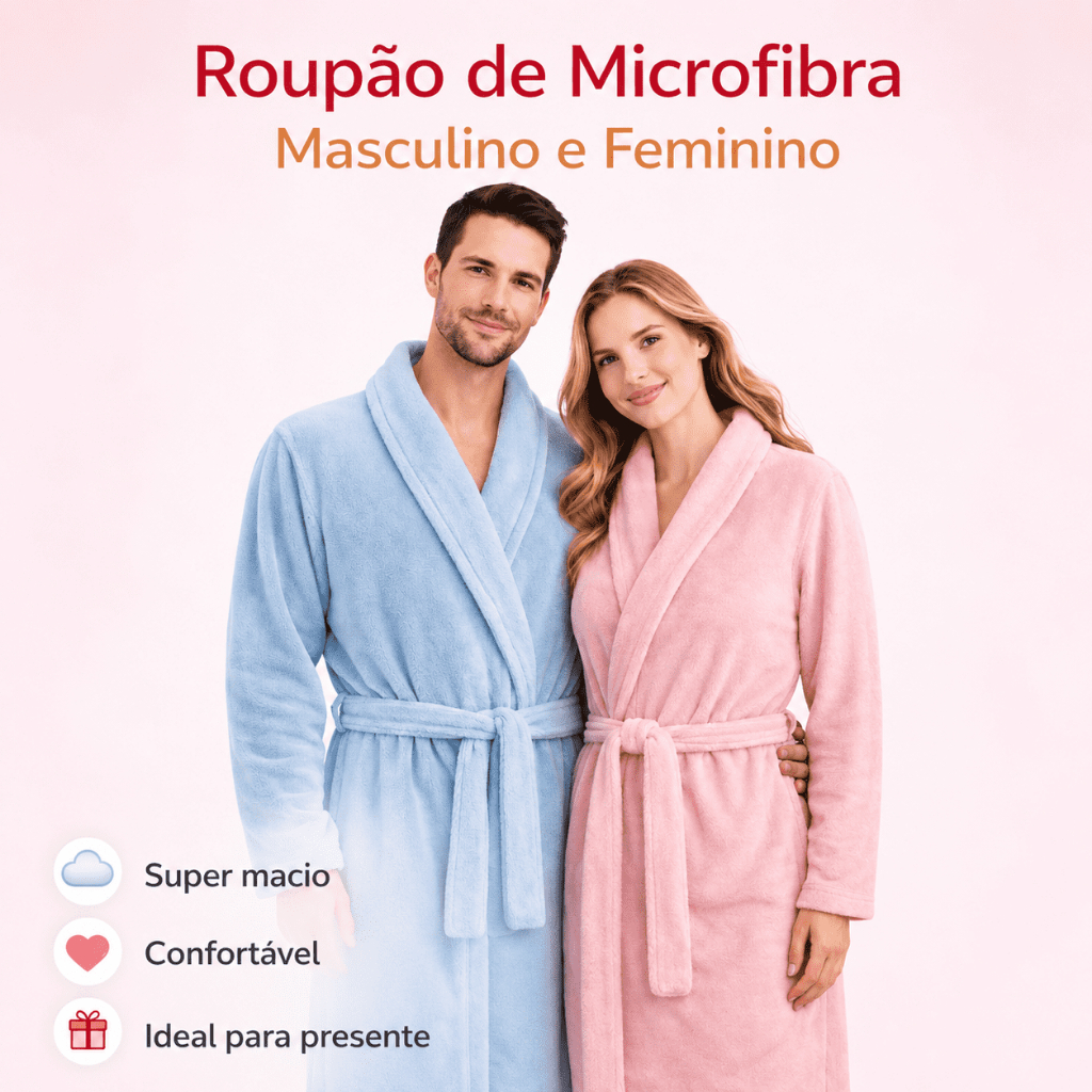 Roupão Microfibra Aveludado Adulto Feminino Masculino Unissex Inverno M G