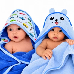 Kit 2 unidades - Toalhas Capuz e Orelhinha infantil nenê recém nascido estampado tecido felpudo