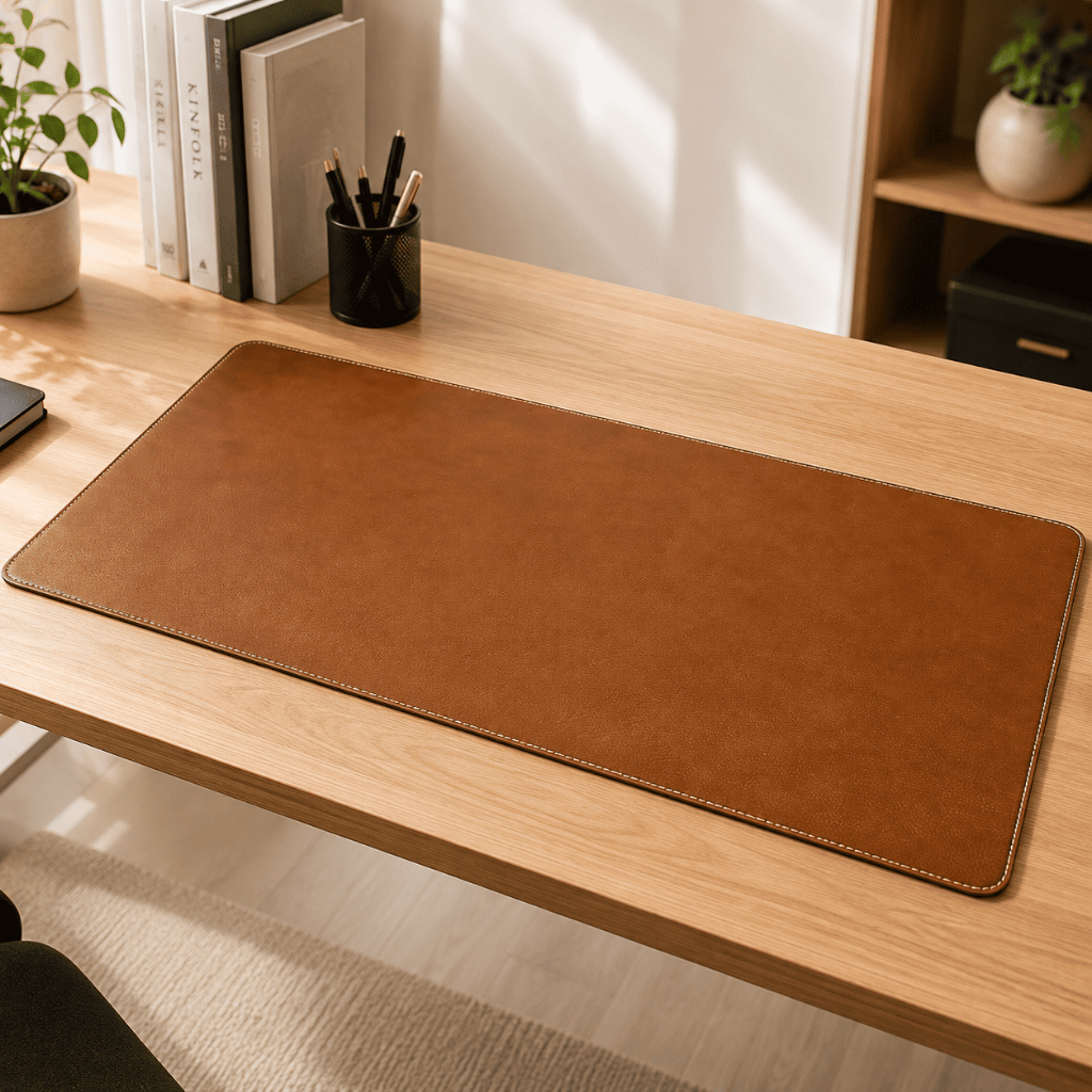 Mouse Pad Grande De Couro Legítimo Nove Horas 90x40cm Antiderrapante para Escritório e Home Office Comforto Organização