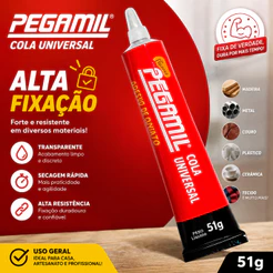 Cola Pegamil Artesanato 51g | Alta Fixação, Atóxica, Transparente e Secagem Rápida