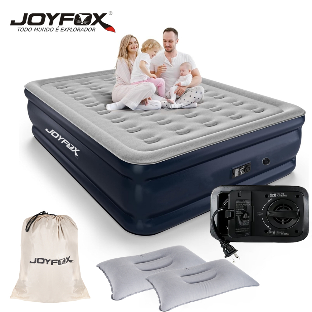 Colchão Inflável Casal Elétrico 203*154*44cm com Travesseiros Cama Inflável Queen Size 127V 220V JOYFOX
