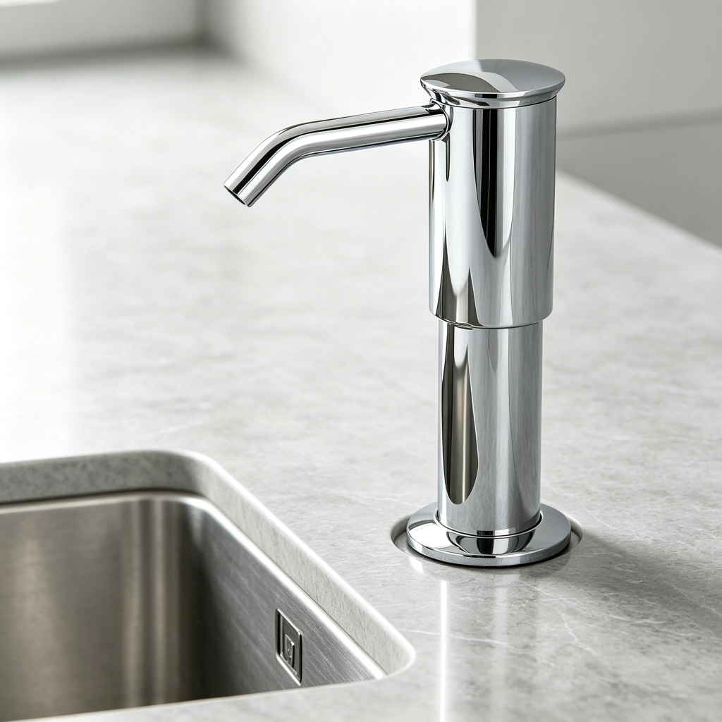 Dispenser de Detergente Cromado ABS para Pia de Cozinha e Banheiro