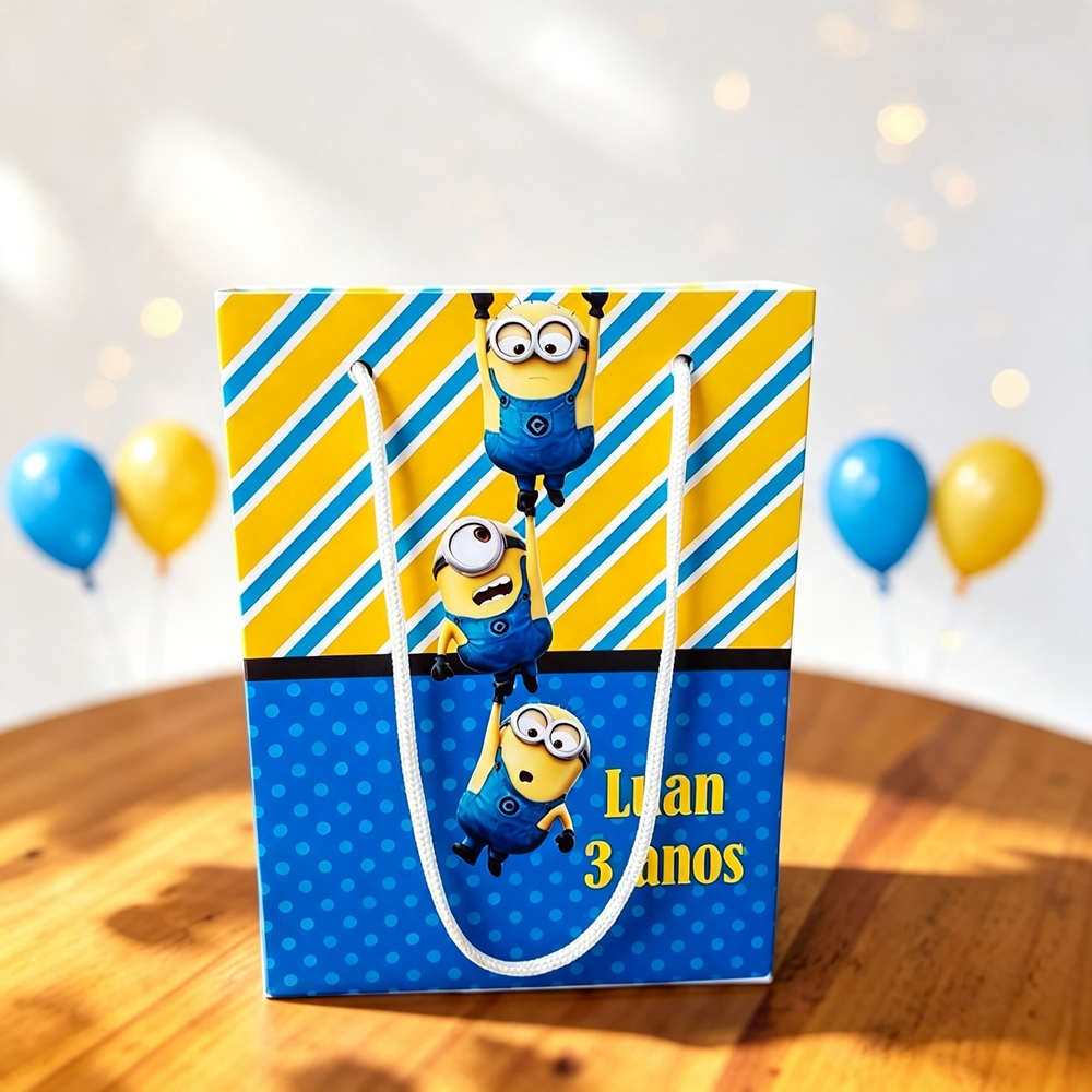Sacolinha Surpresa DESMONTADAS Minions Lembrancinhas Personalizadas para Aniversário