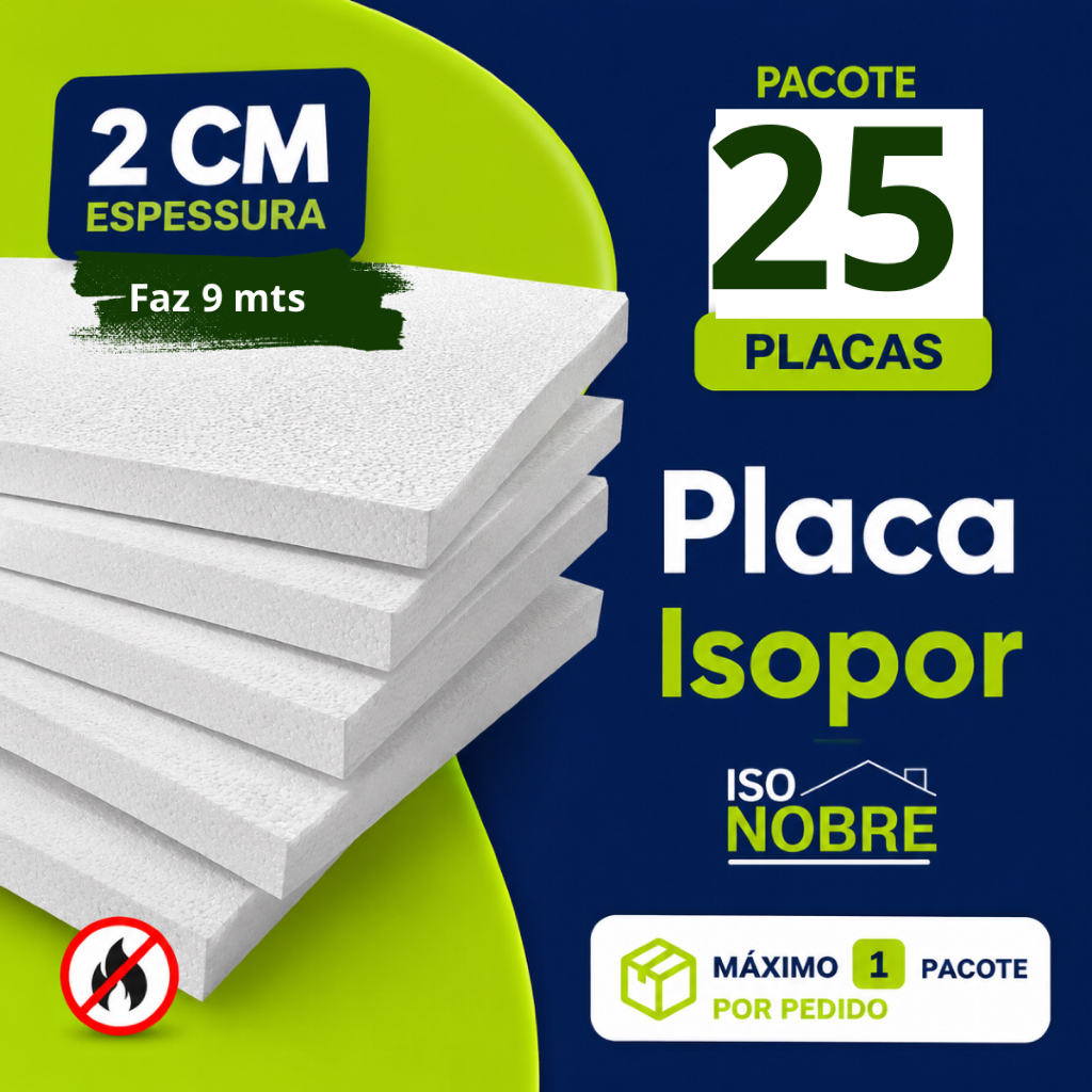 Kit Isopor EPS 2cm com 25 Placas | Isolante Térmico Acústico para Construção