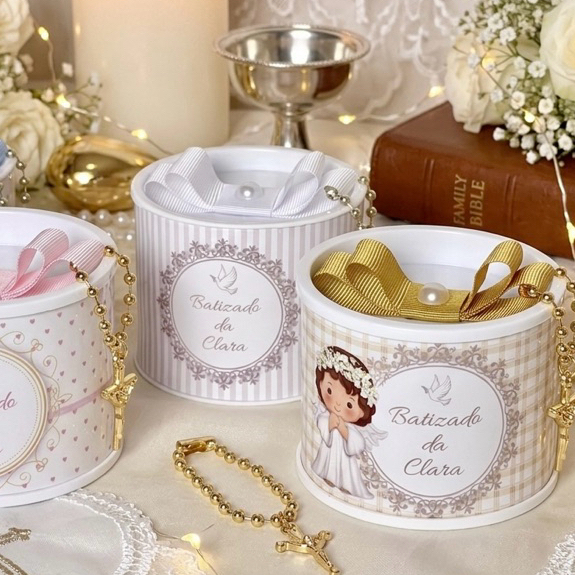10 Tubolata com tercinho lembrancinha batizado batismo crisma nascimento lembrancinha personalizada