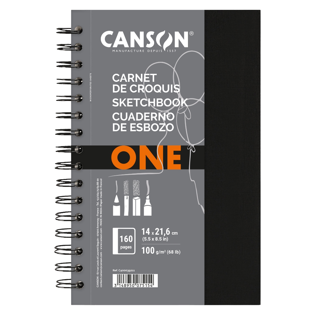 Bloco Espiral Sketchbook Canson One 80fls 100g A5 14x21,6cm
