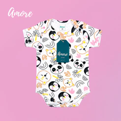 Roupa de Bebê Body Manga Curta Amiguinha Suedine 100% Algodão