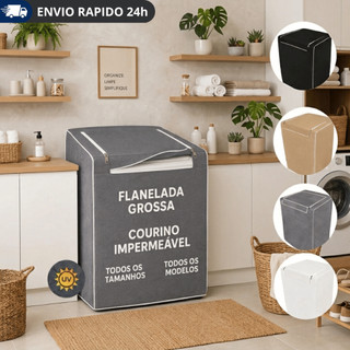 Capa para Máquina de Lavar Impermeável com Zíper Cinza Flanelada Korino Florido Vários Tamanhos - Envio Full