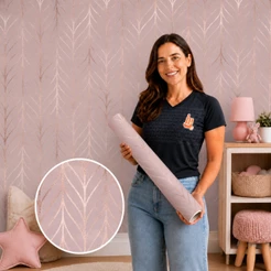 Papel de Parede Autocolante Geométrico Rosé Samira para Quarto – Inove