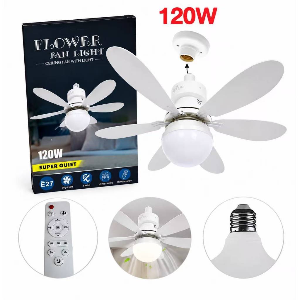 Lâmpada Ventilador Teto 120w Led E27 3 Cores Bivolt