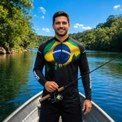 Camisa Camiseta Pesca Tecido Térmico Fresco Proteção Uv50+ Pescaria Esportiva