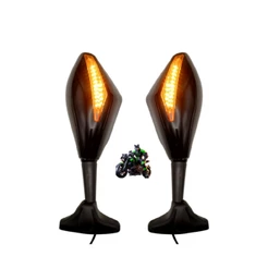 Retrovisor Com Pisca Seta Led Rebatível Universal Para Motos Carenadas PRETO