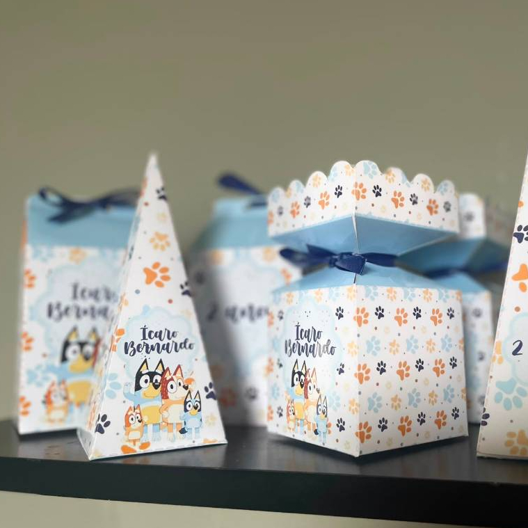 Kit Festa Bluey | Caixinhas Personalizadas para Montar | Lembrancinhas de Aniversário Infantil