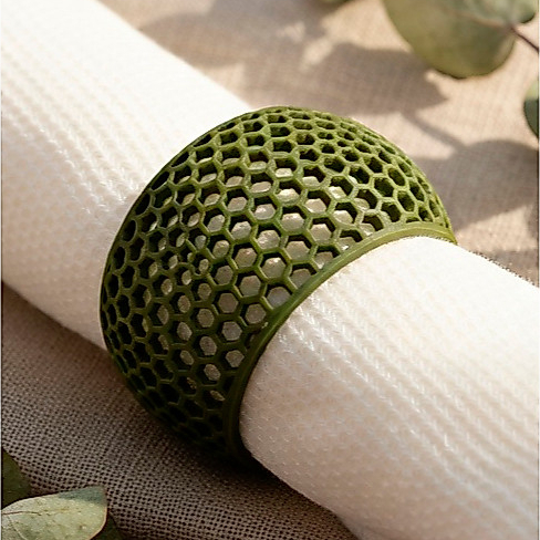 Anel de Guardanapo Premium Kit 6 Peças | Mesa Posta Elegante | Verde Oliva e Marrom | Coleção Terra Nobre
