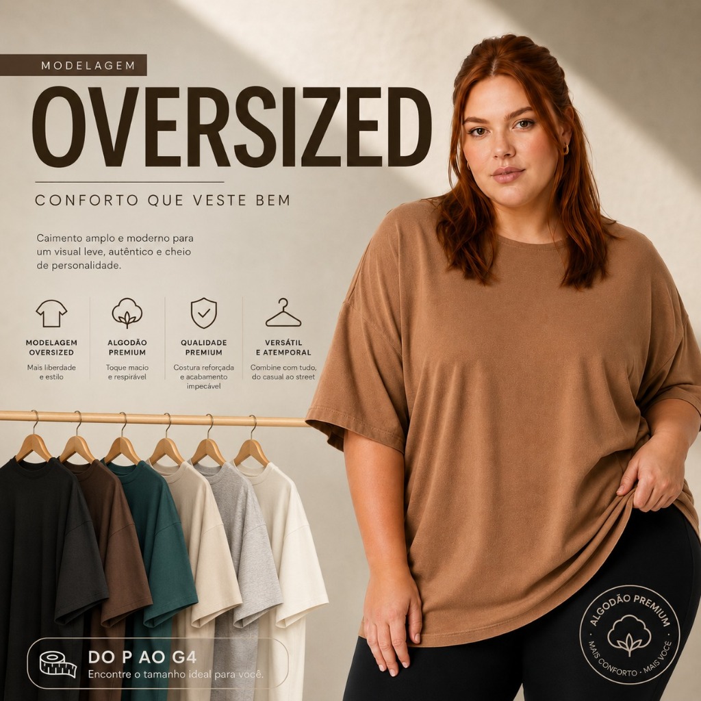 Camiseta Oversized Feminina Camisa Streetwear Blusa Plus Size Confortável