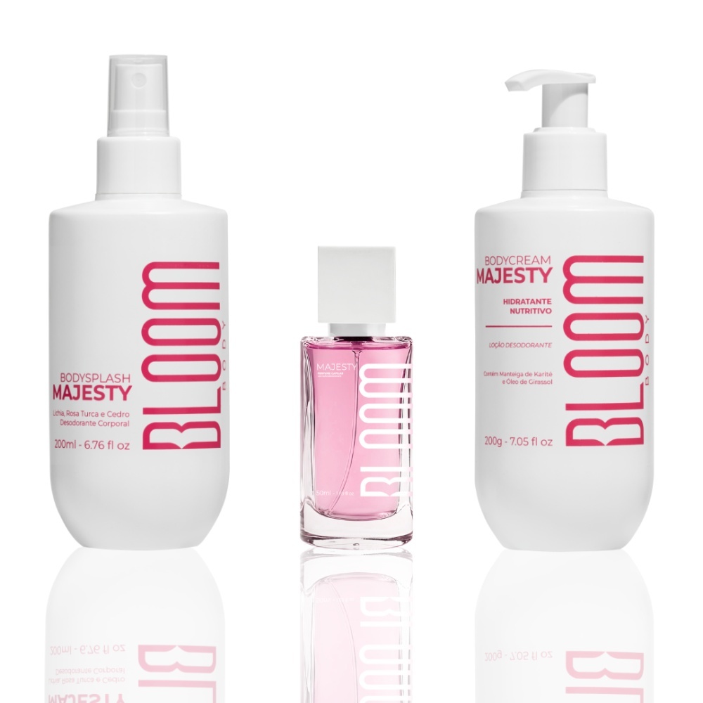Bloom Body- Kit Majesty Body Splash 200ml, Body Cream 200g e Perfume Capilar 50m