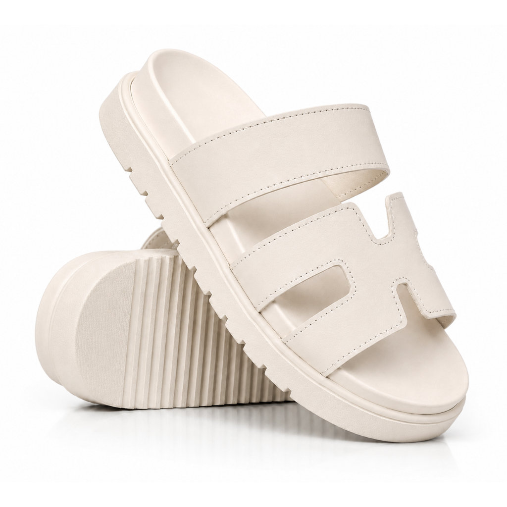 Papete Sandália Tendecia Feminina H Flatform Tratorada Confortável Casual Moderna Verão