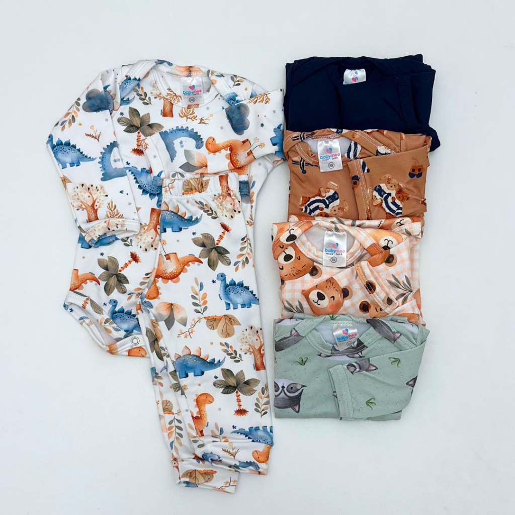 Kit 2 Conjuntos Térmicos 4 Peças Bebê Menino Sortido Quentinho Inverno