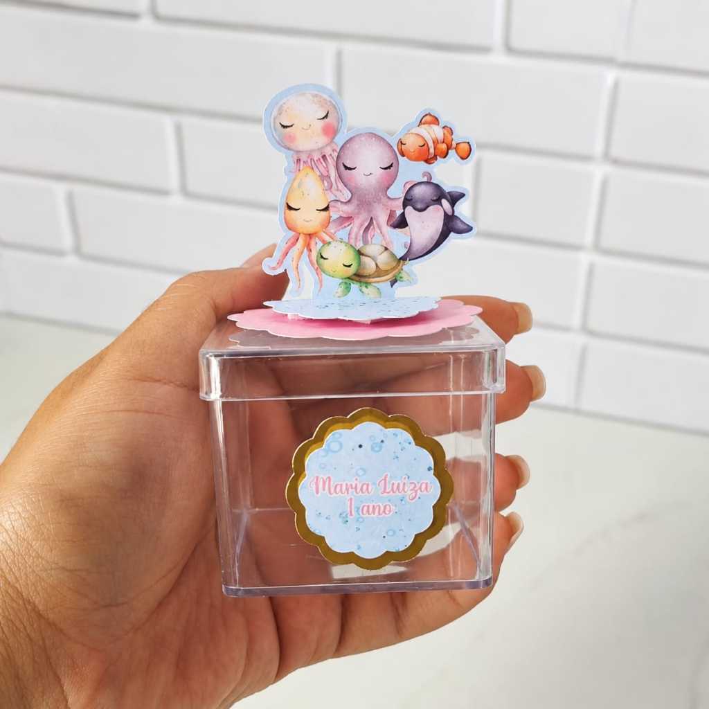 Apliques 3D Personalizado + Nome da Criança Fundo do Mar Menina Lembrancinhas Festa Decoração Infantil