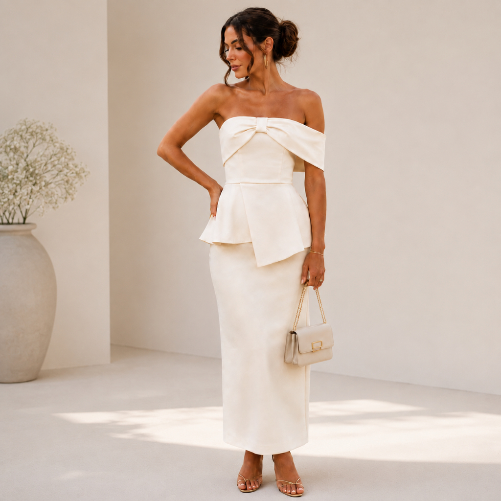 Vestido Longo Feminino Tomara Que Caia De Alfaiataria Com Forro e Fenda Elegante Alfaiataria Premium