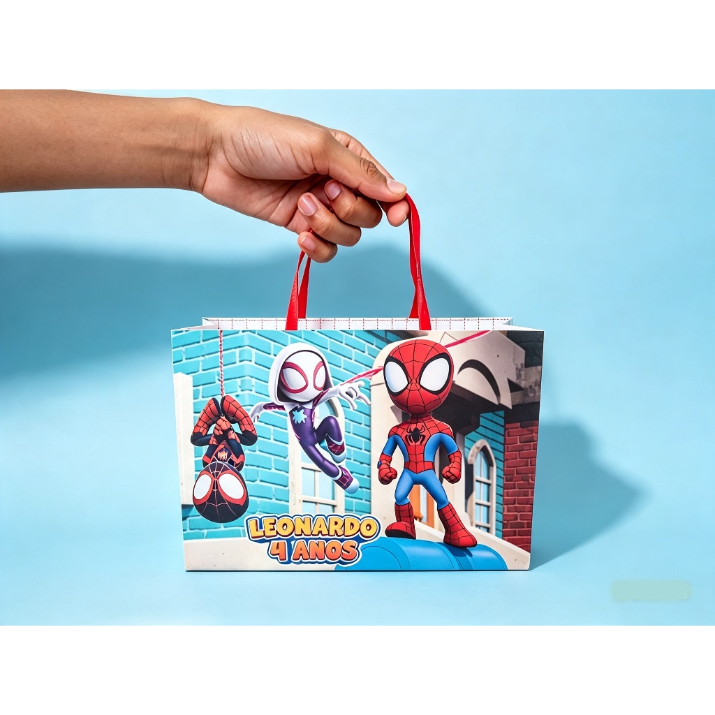 Sacola Personalizada, Festa Infantil, Lembrancinha, Homem aranha, Spidey, Personalizado, Sacola Infantil