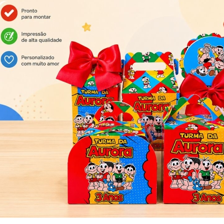Kit de Caixinha Turma da Mônica | Caixinha de Aniversário Personalizada | Lembrancinha Infantil | Decoração de Festa