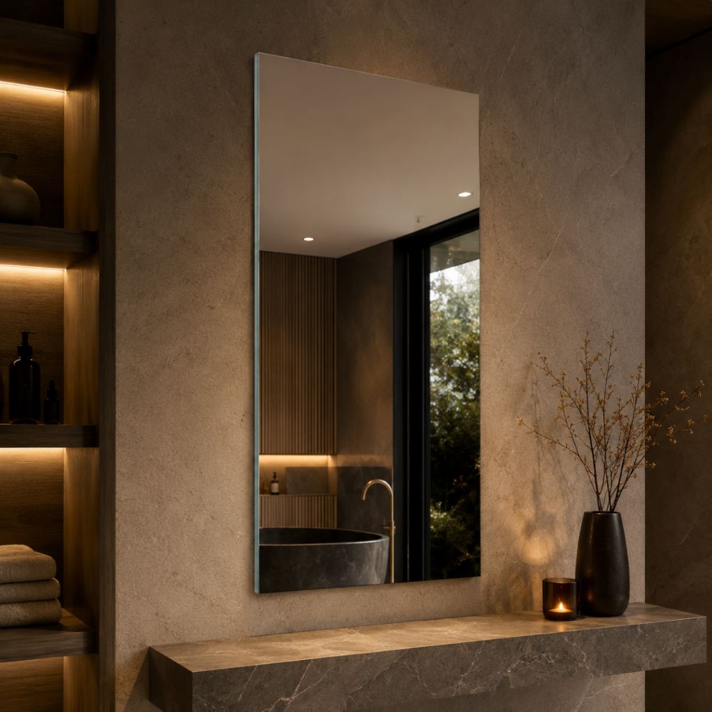 Espelho Mirano Lisboa 80x40cm Lapidado Grande Moderno Banheiro Lavabo Quarto Parede Decorativo Luxo