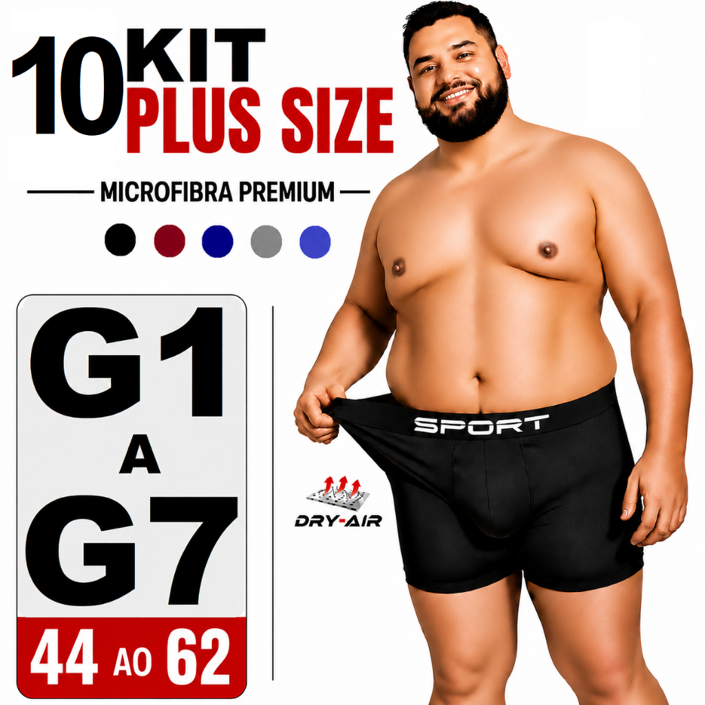 Cueca Plus Size Boxer 10 unidades