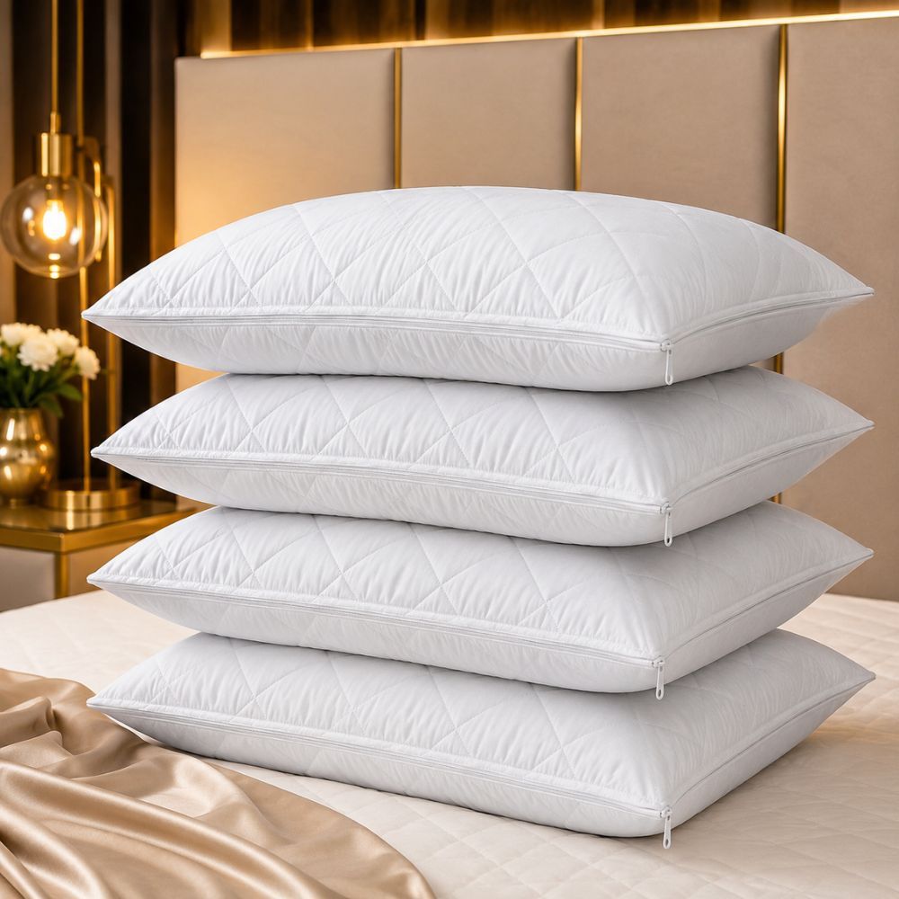 Kit 4 Capas Protetoras para Travesseiro 50x70 Mateladas Impermeáveis com Zíper Luxo Proteção Antiácaro