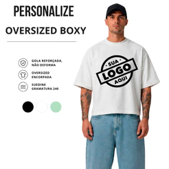 Camiseta Boxy Oversized Personalizada Sua Marca Streetwear Personalização