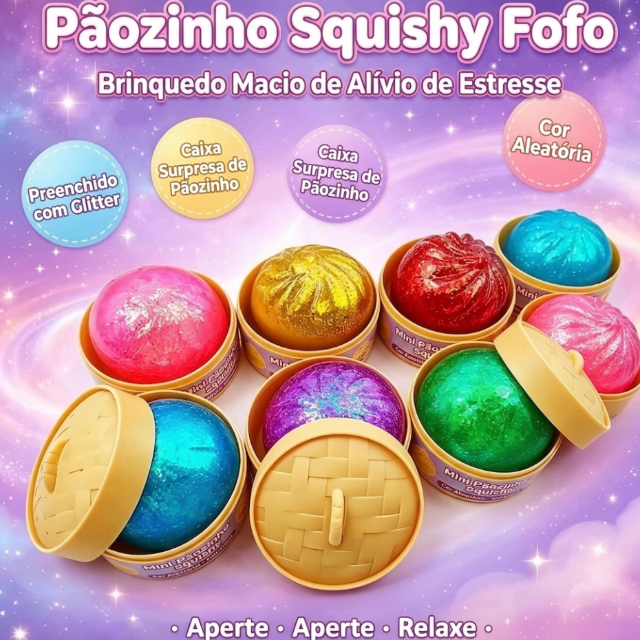Pãozinho Squichi 5,5cm Maleável Brinquedo Anti Stress Alívio da Ansiedade Apertar (Cor Aleatória)