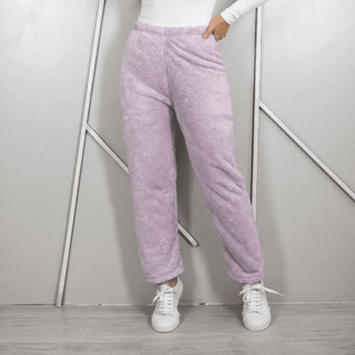 Calça Feminina Plush Peluciada Quentinha Inverno Confortável Macia Cintura Alta Casual Roupa Frio
